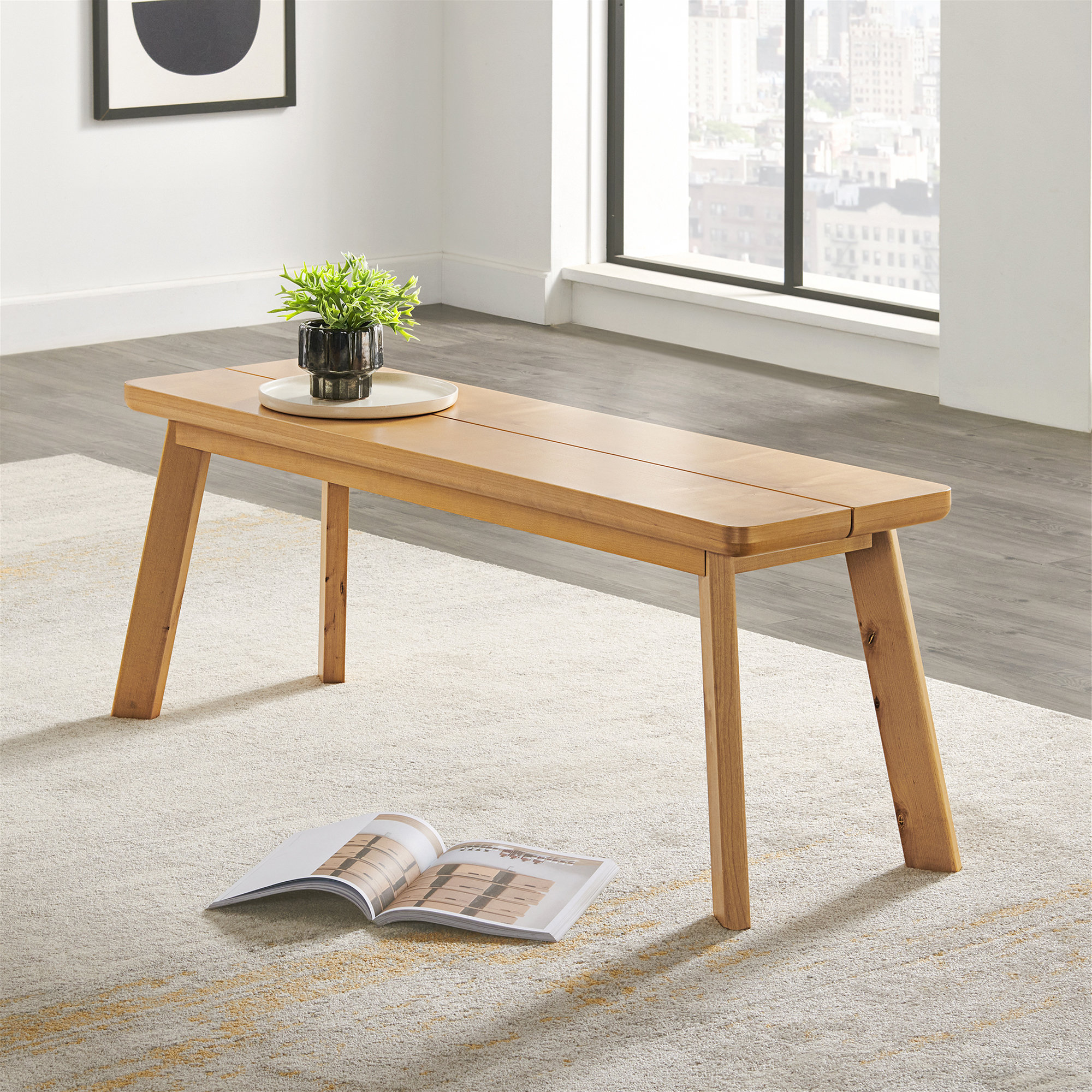 Latitude Run® Arien 48" Wide Farmhouse Style Solid Wood Dining Bench ...